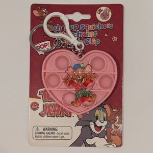Tom & Jerry Pink Heart Push Pop Keychain Kids Fidget Backpack Clip Stocking NWT